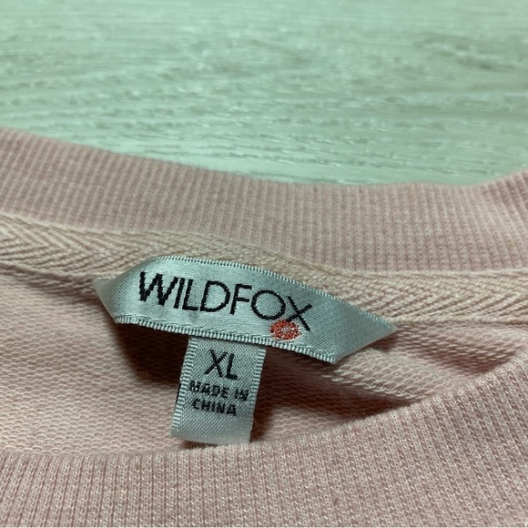 Wild Fox Coffee & Sunshine Crewneck Lightweight Sweatshirt, Pink/Red, Size XL - Picture 3 of 10